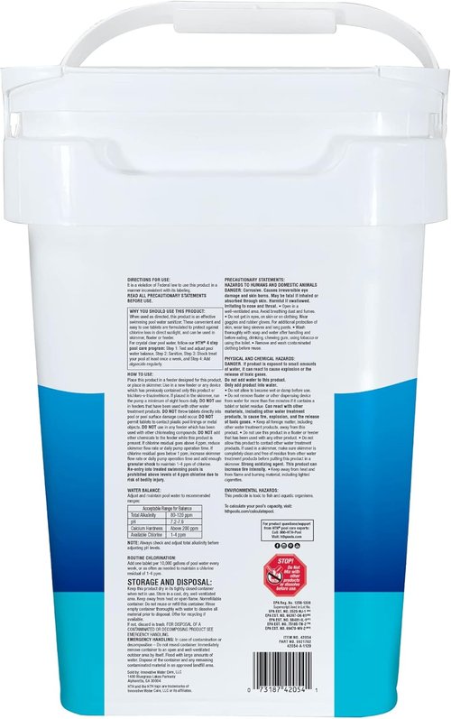 HTH 42054 Chlorinating Tablets - Super 3 Swimming Pool Care, 15 lbs for Crystal Clear Water