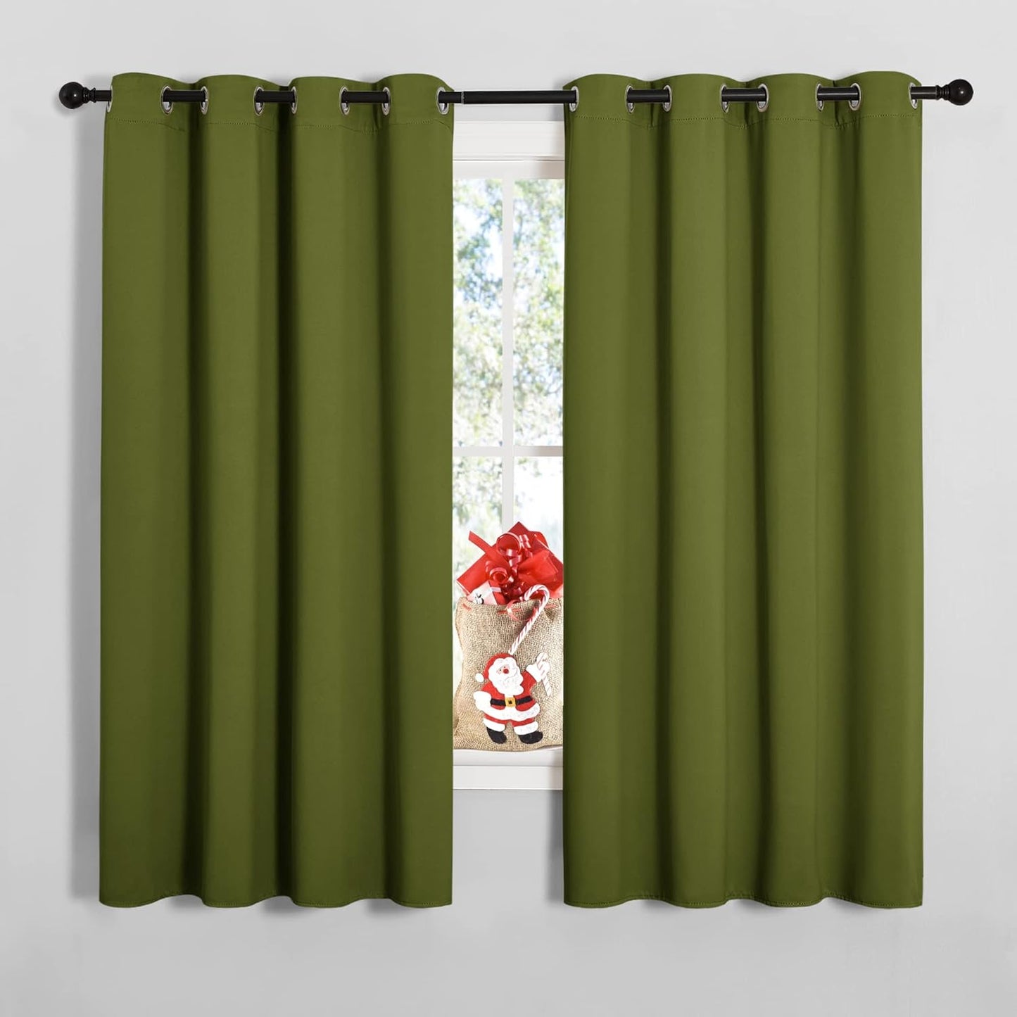 NICETOWN Blackout Curtain Panels - Thermal Insulated Grommet Drapes | Olive Green, 55x68 Inches (One Pair)