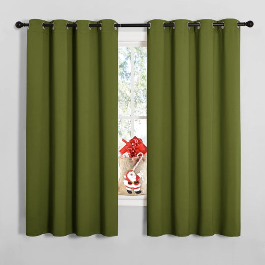 NICETOWN Blackout Curtain Panels - Thermal Insulated Grommet Drapes | Olive Green, 55x68 Inches (One Pair)