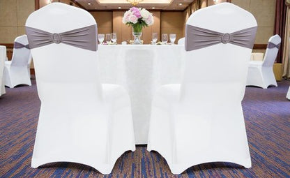 MDS Spandex Chair Sashes - Pack of 200 Elastic Stretch Bows with Buckle Slider | Silver Gray