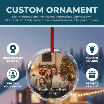 Regine Switzerland Personalized Christmas Ornament - Custom Crystal Photo Keepsake with Text