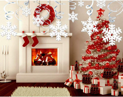 Omgouue Christmas Snowflake Hanging Swirl Decorations - 42Ct Frozen Winter Wonderland Party Supplies