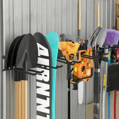 Garage Tool Organizer by [Brand Name] - Wall Mount with 6 Heavy-Duty Hooks | 360lbs Capacity for Broom, Rake & Snow Equipment