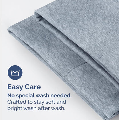 Skiennix Queen Pillow Cases Set of 4 | Ultra Soft Hotel Quality, Wrinkle Free, Fade Resistant - Heathered Blue