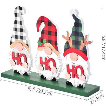 HoHoHo Rustic Wood Gnome Christmas Sign - Tabletop Holiday Decor (Variation: HOHOHO)