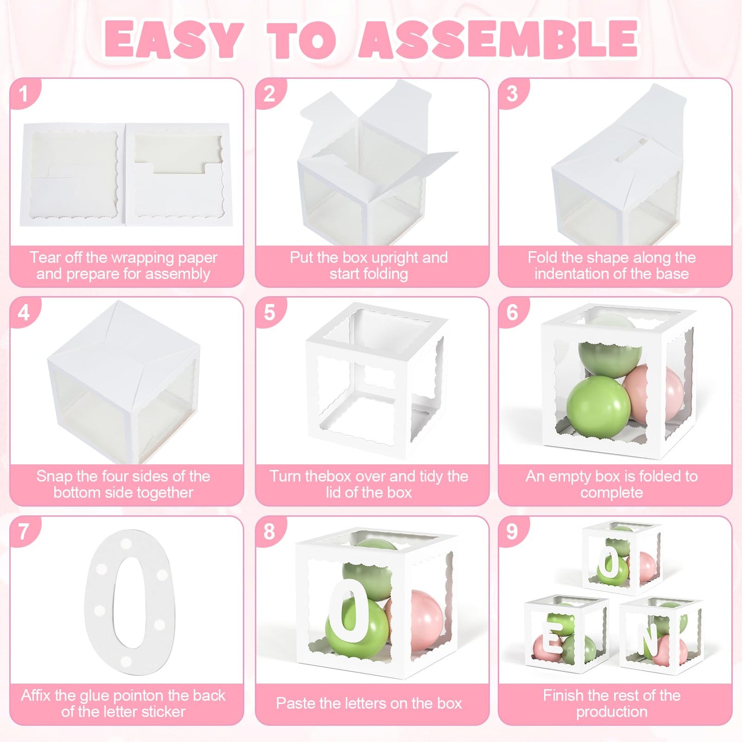 Winrayk Pink Green First 1st Birthday Decorations Girl, ONE Balloon Box Pink Green Balloon Arch Kit Oh Baby Banner Pennant Banner Heart Foil Balloons, One Year Old First Birthday Decorations for Girls