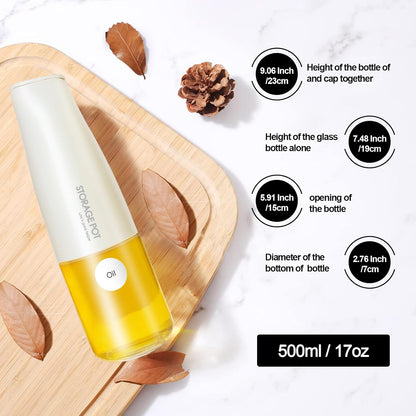YARRAMATE Olive Oil Dispenser - Large Capacity 500ml Glass Drizzler | Leak-Proof & Non-Drip Design