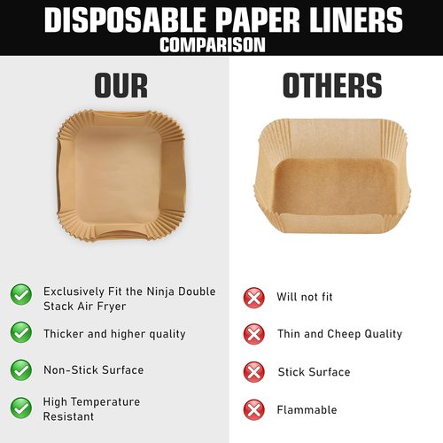FryEasy Air Fryer Liners - 150pcs Disposable Paper Liners for Ninja DoubleStack SL401 8-10QT
