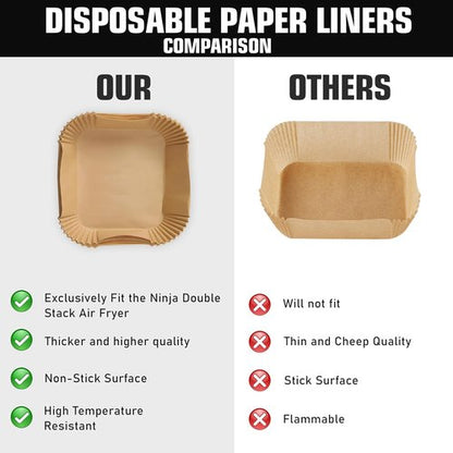 FryEasy Air Fryer Liners - 150pcs Disposable Paper Liners for Ninja DoubleStack SL401 8-10QT