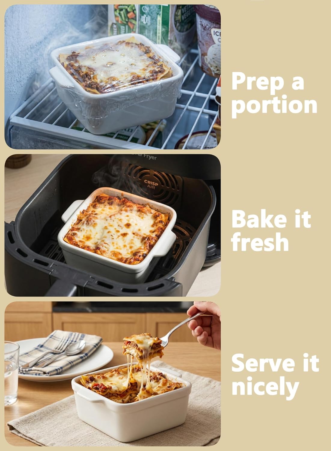 Regine Switzerland 5x5 Small Baking Dish - 28 Oz Ceramic Casserole Dish with Handles | Set of 2, Oven & Microwave Safe