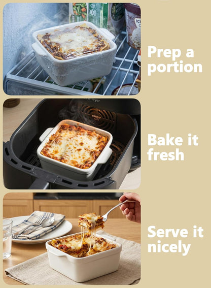 Regine Switzerland 5x5 Small Baking Dish - 28 Oz Ceramic Casserole Dish with Handles | Set of 2, Oven & Microwave Safe