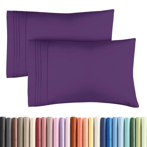 King Pillow Cases Set of 2 - Ultra Soft Hotel Quality Pillowcase Covers - Comfy, Cozy & Wrinkle Free - Shrinkage, Stain and Fade Resistant - Machine Washable Pillow Protectors - 2 Piece Set - Purple