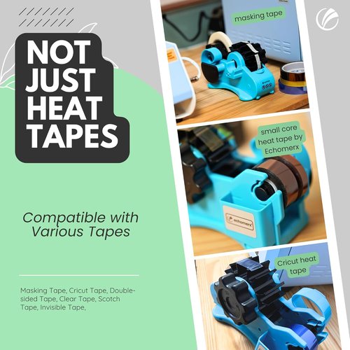 Echomerx Original Tape Dispenser - Multi-Roll Heat Resistant for Cricut & Thermal Press | Blue, 1" & 3" Core