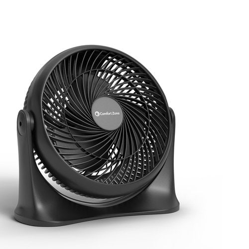 Comfort Zone 11-Inch High-Velocity Tabletop Air Circulator Fan – Quiet 3-Speed Personal Turbo Fan with 90° Adjustable Tilt & Carry Handle – Compact Desk Fan for Home, Office, or Bedroom – Black
