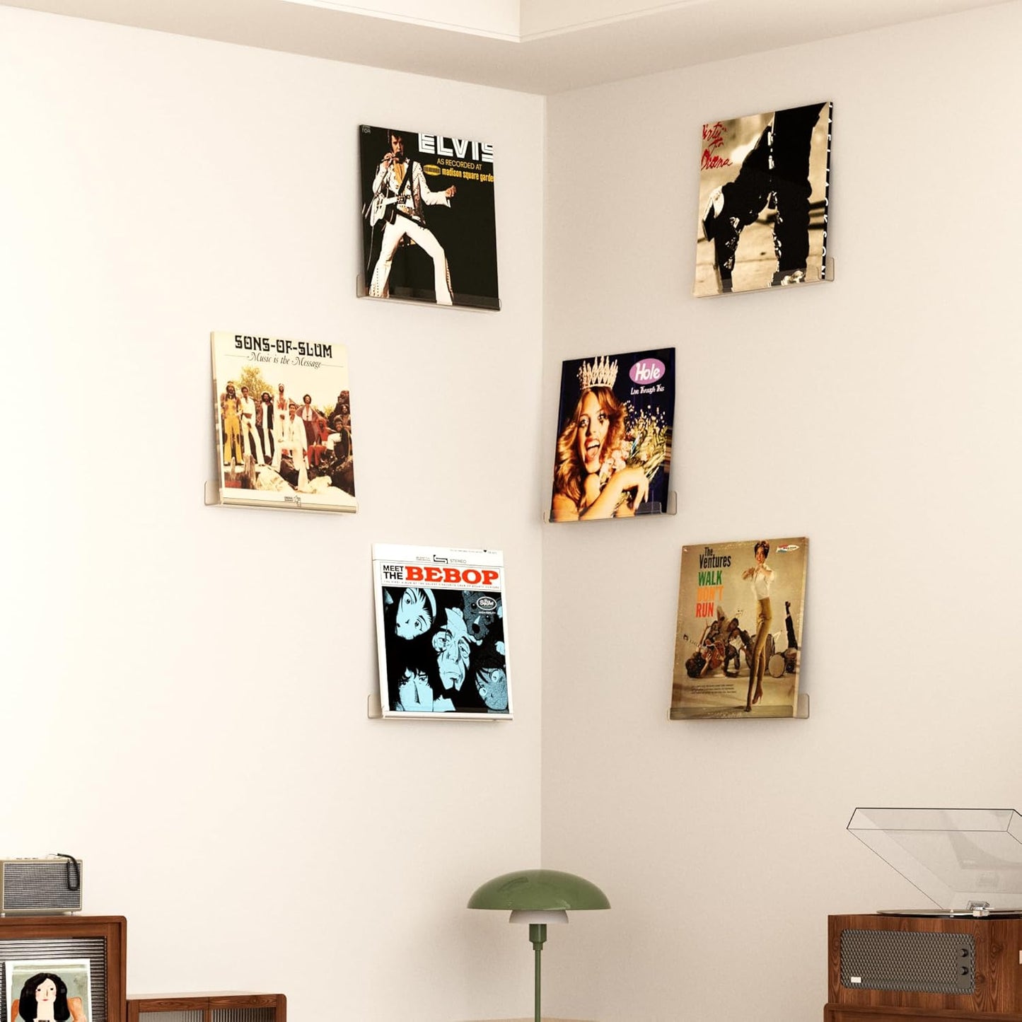Upsimples Vinyl Record Wall Mount Shelves - 12" Clear Acrylic Album Holder for Stylish Storage & Display | Kids Bookshelf, Magazine Rack, Picture Ledge