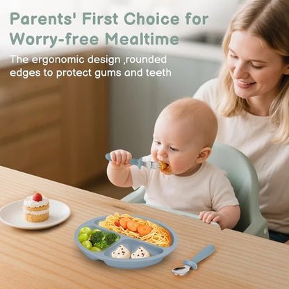 Eascrozn Toddler Utensils - 6 Pack Kids Silverware Set with Silicone Handles | Safe Stainless Steel Forks & Spoons
