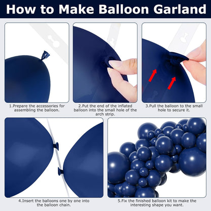 Amandir Navy Blue Balloon Arch Garland Kit - 153 Pcs in Various Sizes for Graduation, Wedding & Party Decor