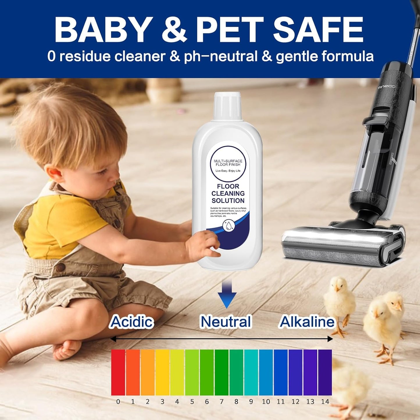YHOVID Multi-Surface Floor Cleaning Solution - Compatible Refill for Tineco Vacuum Mop | 4 Bottle Pack
