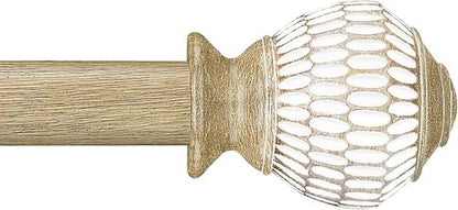 Byondeth Curtain Rods - Adjustable 16 to 48 Inches | 1 Inch Diameter with Wood Grain Leaf Finials