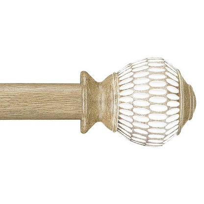 Byondeth Curtain Rods for Windows 16 to 48 Inches Adjustable Length 1 Inch Diameter Window Curtain Rod with Wood Grain Leaf Pattern Finials,for Heavy Duty Curtains Rods