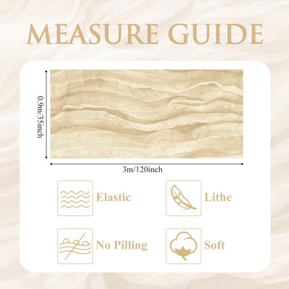 Skiennix Table Runner - 10FT Beige Boho Gauze Cheesecloth for Rustic Wedding & Party Decor