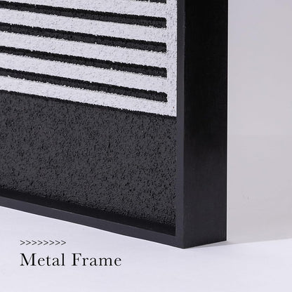 AMAATE 3D Sandstone Wall Art - Black Metal Framed Abstract Decor with Gold Spheres | 16x24 Inches, Ready to Hang