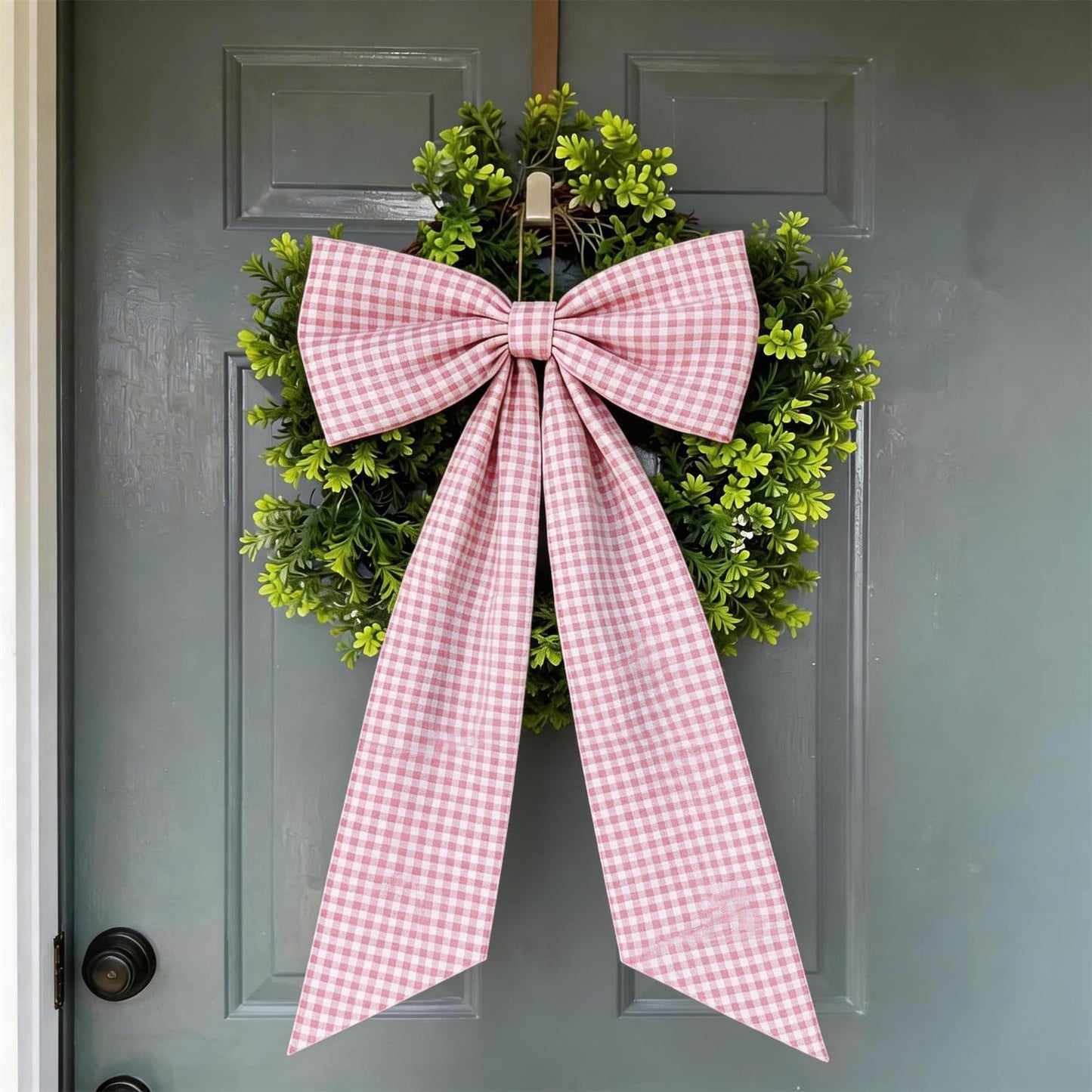 One Silly Goose Pink Checkered Bow Decor - 2 Pack of Large & Small Blue and White Backdrop for Girls' Parties
