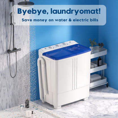 Auertech Portable Washing Machine, 20lbs Twin Tub Washer Mini Compact Laundry Machine with Drain Pump, Semi-automatic 12lbs Washer 8lbs Spinner Combo for Dorms, Apartments, RVs