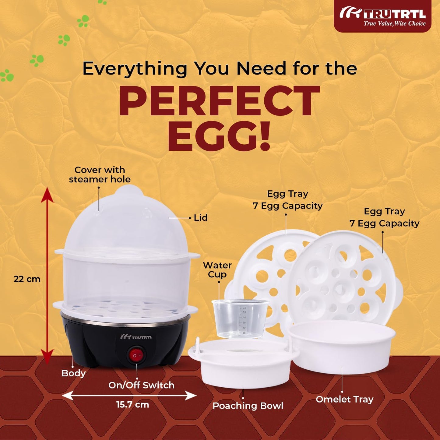 Royal Black 4-in-1 Electric Egg Cooker - Boils 14 Eggs, Poaches, Steams Vegetables & More