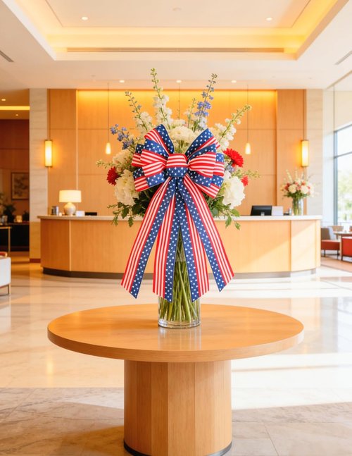Large Patriotic Wreath Bow - 4th of July Decor with Star and Stripe Design | 11.4 x 20.8 in