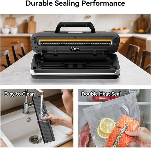 85Kpa Vacuum Sealer Machine - 10-in-1 Automatic Food Saver with Easy-Lock Handle & Built-in Cutter | Includes Bags & External Hose
