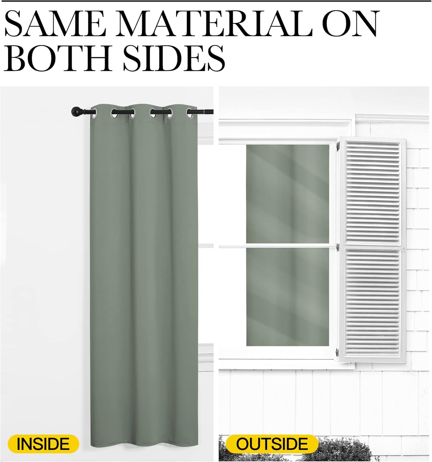 NICETOWN Greyish Green Room Darkening Curtains - Thermal Insulated Grommet Drapes, 42" x 48" (Set of 2)