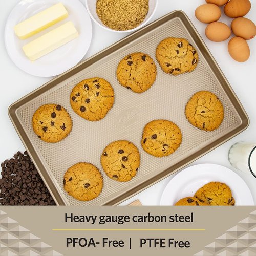Glad Premium Nonstick Cookie Sheet - Heavy Duty Baking Pan with Raised Diamond Texture, Large Size