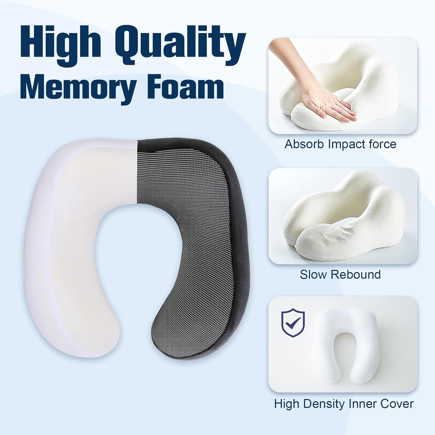 Cirorld Neck Pillow - 100% Pure Memory Foam Travel Pillow with Eye Mask & Earplugs | Adjustable & Portable