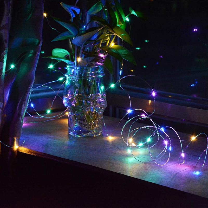 Multicolor 4-Pack LED String Lights Battery Operated 50 LEDs – 16.4ft Copper Wire Set