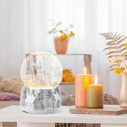 Bdor Snowman Christmas Snow Globe - White Winter Scene, 8 Melodies, Dual Light Modes