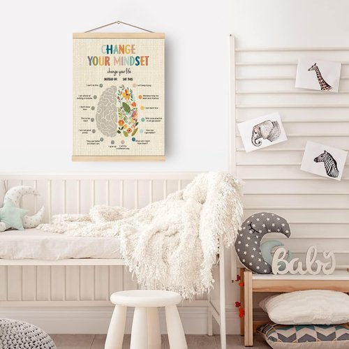 Boat Wades Inspirational Wall Art - Mental Health Change Your Mindset Banner | 12x16 Inch Therapy Decor