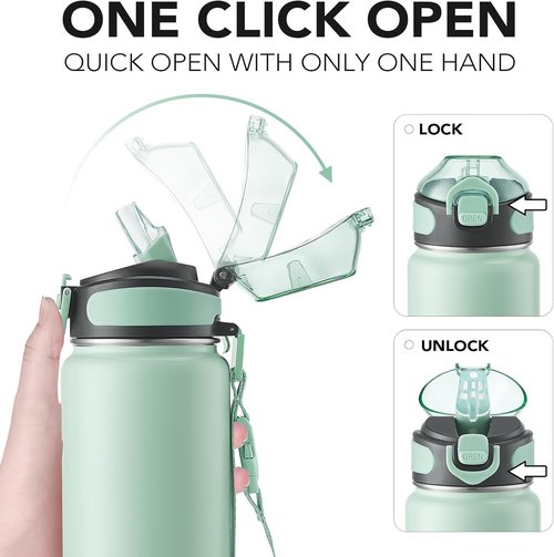 Enerbone 32 oz Insulated Water Bottle - Stainless Steel, Leakproof Design, Keeps Drinks Hot or Cold