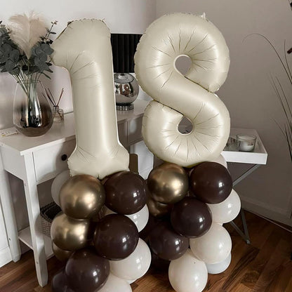 Skiennix 40-Inch Beige Number Balloon 1 - Large Cream Foil Mylar Balloon for Birthday & Wedding Celebrations