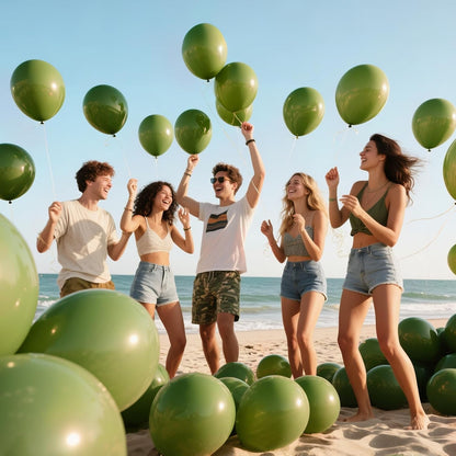 Skiennix 12-Inch Olive Green Latex Balloons - 110 Pack for Birthday Parties & Baby Showers