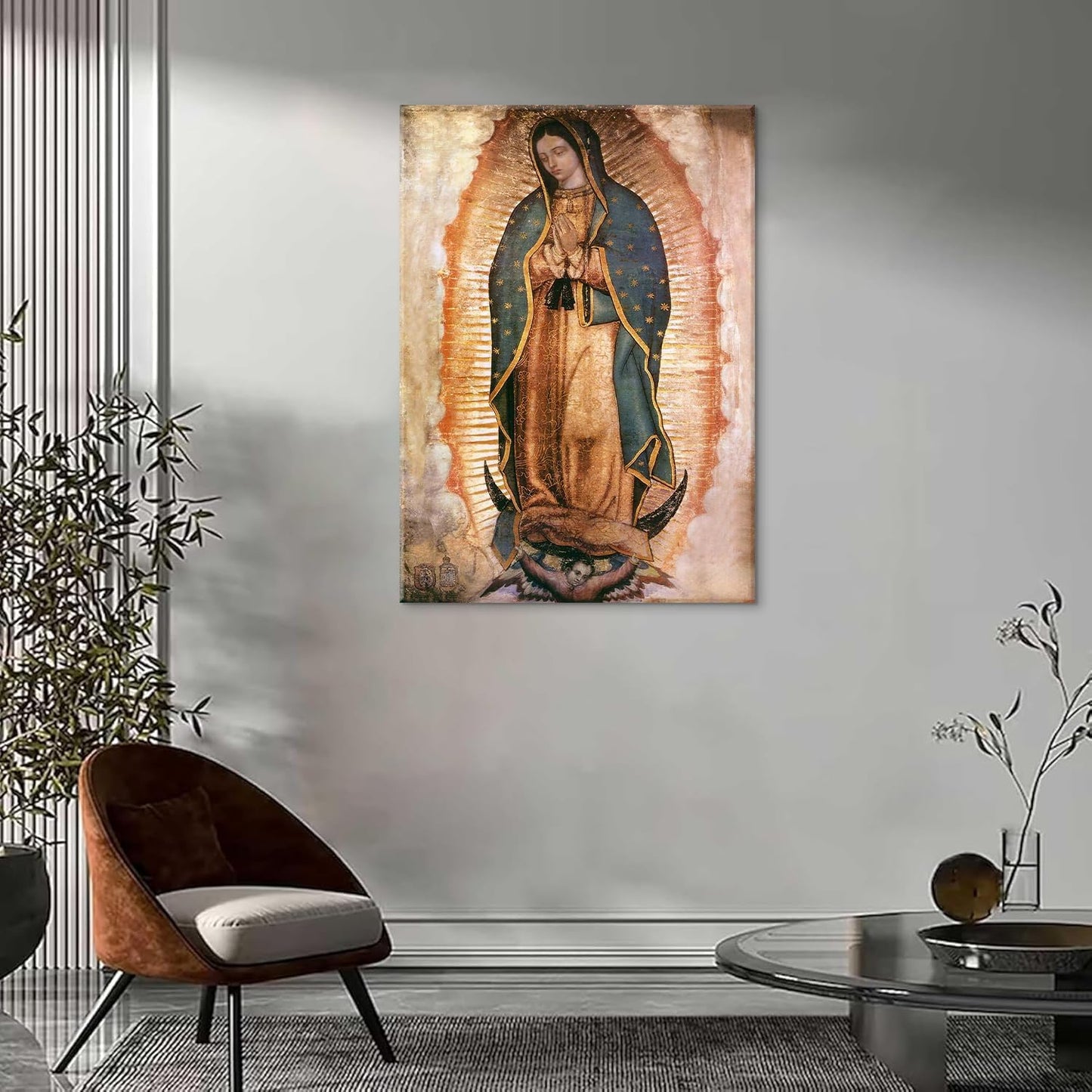 Mexico Our Lady of Guadalupe Wall Art - Framed Catholic Portrait Print | 8x10 Canvas Decor