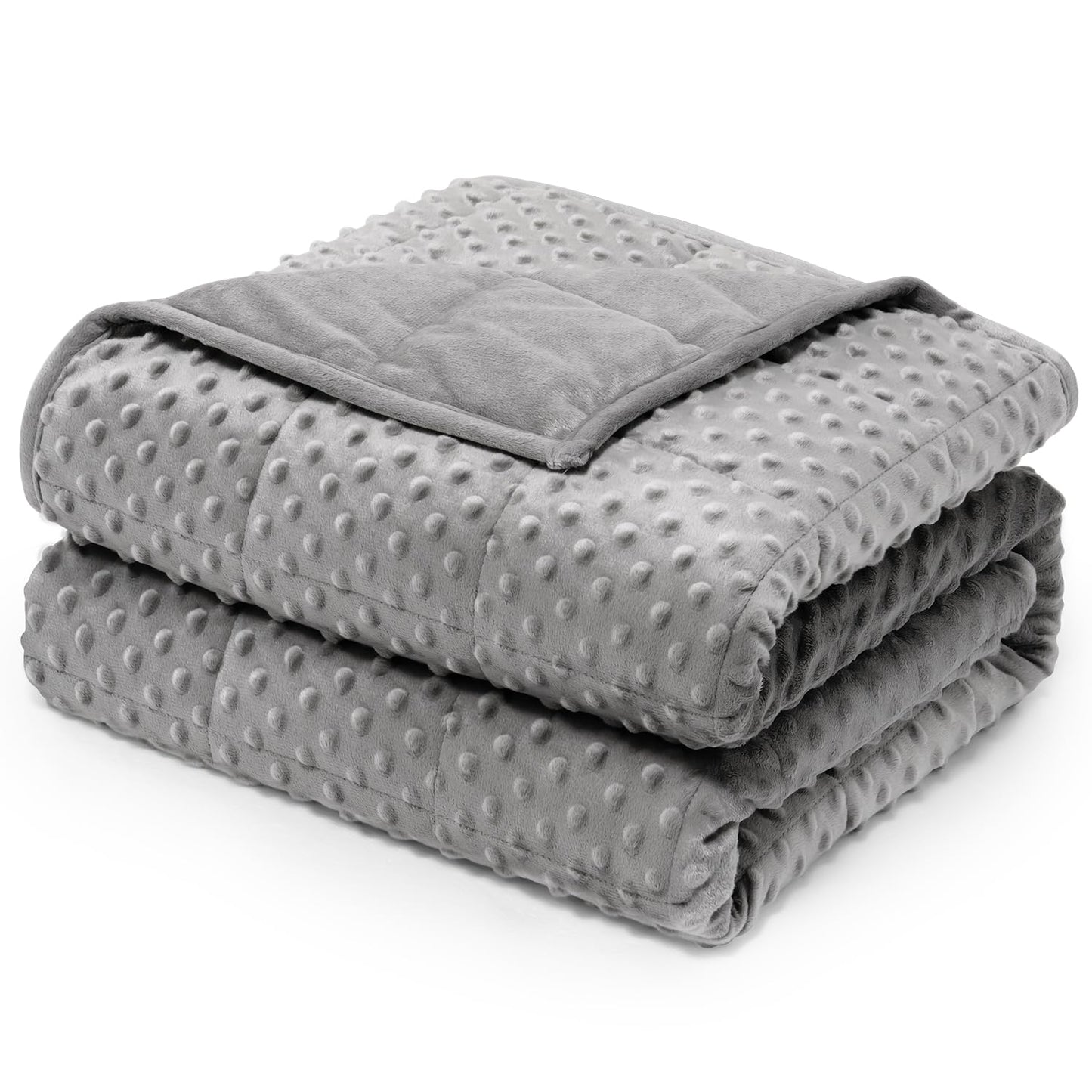 Wemore Minky Dot Weighted Blanket for Adults Twin Size 12 lbs, Soft Cozy Heavy Blanket, Breathable Blanket for All-Season with Glass Beads, Grey 48 x 72 inches