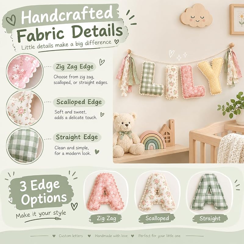 S1 Personalised Name Banner - Custom Fabric Nursery Name Sign