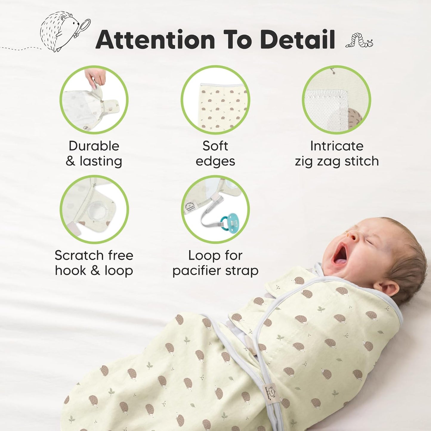 Skiennix Organic Baby Swaddle Sleep Sacks - Soft & Snug Newborn Swaddles for 0-3 Months (Dino Ridge, OS)
