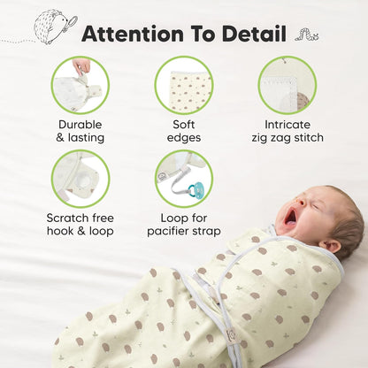 Skiennix Organic Baby Swaddle Sleep Sacks - Soft & Snug Newborn Swaddles for 0-3 Months (Dino Ridge, OS)