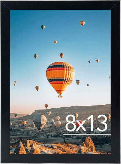 JCJMY 8x13 Picture Frame - Black Wall Mount or Tabletop Display | Shatter-Resistant Plexiglass