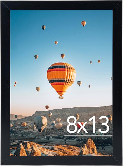 JCJMY 8x13 Picture Frame - Black Wall Mount or Tabletop Display | Shatter-Resistant Plexiglass