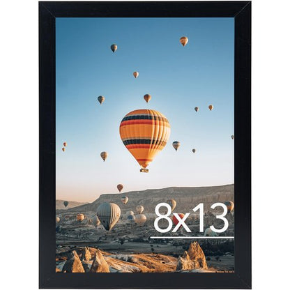 JCJMY 8x13 Picture Frame Black for Wall Hanging or Tabletop, Wall Mounting Horizontally or Vertically, 8 x 13 Wall Gallery Poster Photo Frame with Shatter Resistant Plexiglass, Black