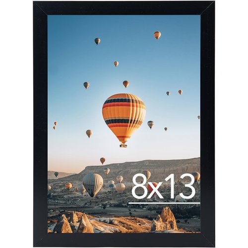 JCJMY 8x13 Picture Frame Black for Wall Hanging or Tabletop, Wall Mounting Horizontally or Vertically, 8 x 13 Wall Gallery Poster Photo Frame with Shatter Resistant Plexiglass, Black