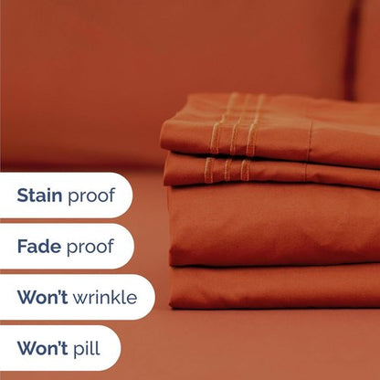 Comfy Twin Size 3-Piece Sheet Set by [Brand Name] | Breathable Cooling Bed Sheets - Luxury Hotel Quality - Deep Pockets, Soft & Wrinkle-Free - Oeko-Tex Certified - Terracotta